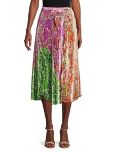 Image of sale on Floral-Print Pleated Skirt