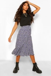 Image of sale on Tall Woven Ditsy Floral High Rise Midi Skirt