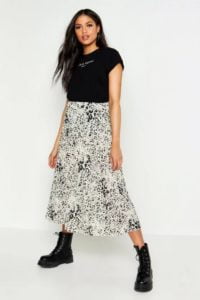 Image of sale on Tall Leopard Print Pleated Midi Skirt