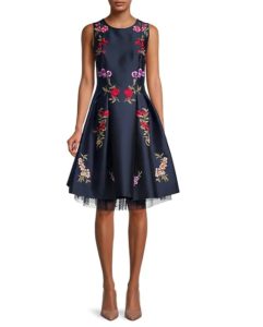 Image of sale on Floral-Embroidered Fit-&-Flare Dress