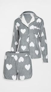 Image of sale on Huge Heart Sherpa Collar Short PJ Set