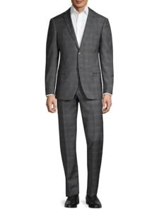 Image of sale on Standard-Fit Plaid Wool Suit
