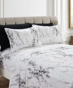 Image of sale on White Marble Printed Wrinkle-Resistant 6 Piece Sheet Set
