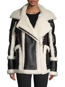 Image of sale on Sheepskin-Lined Shearling Notch Puffer Jacket