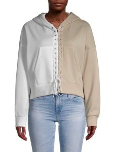 Image of sale on Lace-Up Colorblock Hoodie
