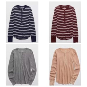 Image of sale on Waffle Henley Long Sleeve T-Shirt