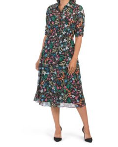 Image of sale on Printed Midi Shirt Dress