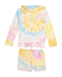 Image of sale on Girls 2pc Hooded Tie Dye Set size 4-16