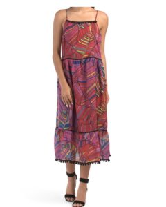 Image of sale on Sleeveless Maxi Dress With Pom Pom Trim