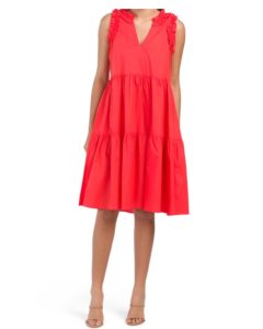 Image of sale on 3 Tier Poplin Ruffle Dress 40in long,