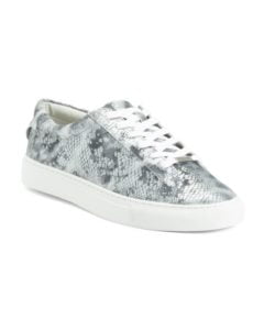 Image of sale on Embossed Leather Lace Up Sneakers