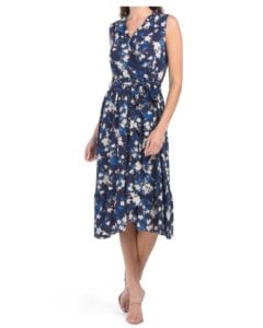 Image of sale on Shadow Vine Ruffle Wrap Midi Dress