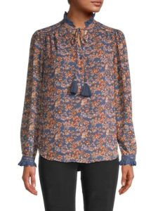Image of sale on Ruffle-Trim Floral Blouse