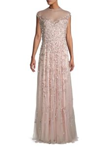 Image of sale on Beaded Cap-Sleeve Gown
