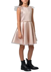 Image of sale on Girl’s Metallic Tulle Sleeveless Braided Dress, Size 4-6