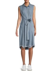 Image of sale on Tie-Front Denim Shirtdress