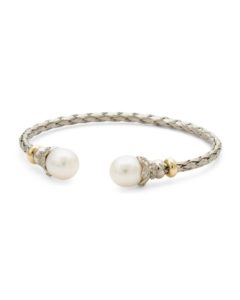 Image of sale on Sterling Silver 14kt Gold Pearl Cuff Bracelet