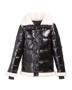 Image of sale on Women’s Down Fill Faux Sherpa Lined Shiny Puffer Coat