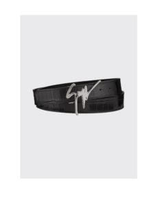 Image of sale on Men’s Signature Crocodile-Embossed Leather Logo Belt