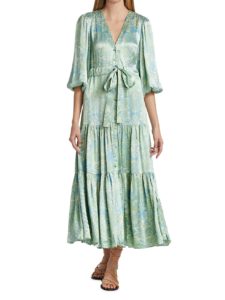 Image of sale on Fortunia Printed Long-Sleeve Midi Dress