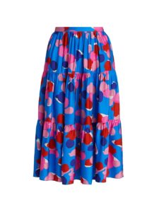 Image of sale on Abstract Watercolor Printed Fluid Flounce Skirt