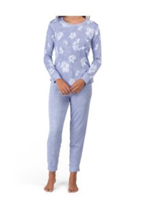 Image of sale on 2pc Distressed Floral Top With Jogger Pj Set
