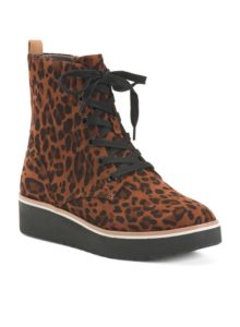 Image of sale on Leopard Print Lace Up Comfort Boots