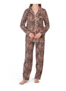Image of sale on 2pc Animal Notch Collar Top & Pants Pj Set