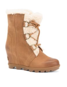 Image of sale on Waterproof Full Grain Leather Wedge Boots