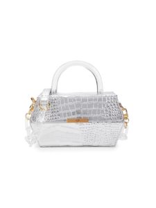 Image of sale on Nikki Croc-Embossed Leather Top Handle Bag