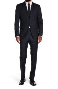 Image of sale on Black Solid Two Button Notch Lapel Wool Suit