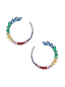 Image of sale on Luxe Multicolored Crystal Hoop Earrings