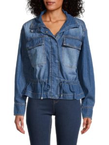 Image of sale on Drawstring-Waist Denim Jacket