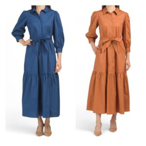 Image of sale on Three-quarter Sleeve Maxi Shirt Dress size 2-8
