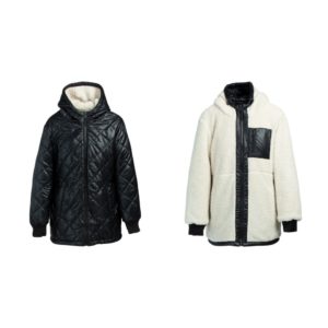 Image of sale on Reversible Quilted Faux Sherpa Coat