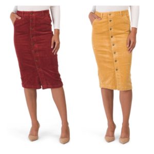 Image of sale on High Waisted Button Front Long Corduroy Skirt