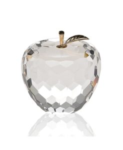 Image of sale on Faceted Apple with Gold Stem Art Glass Sculpture