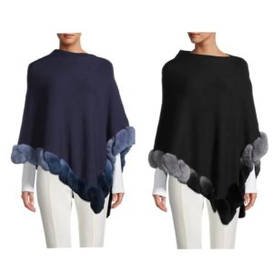 Image of sale on Ombre Rabbit Fur-Trim Poncho