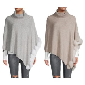 Image of sale on Fox Fur-Trim Wool & Cashmere Poncho