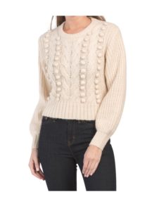 Image of sale on Tina Cropped Cable Knit Sweater