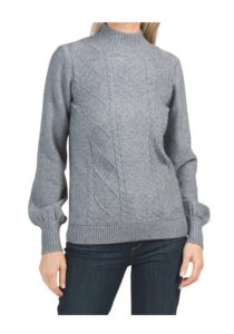 Image of sale on Textured Cable Puff Sleeve Sweater