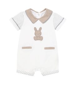 Image of sale on Boy’s Bunny Embroidered Collared Playsuit, Size 1-6M