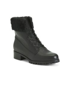 Image of sale on Leather Lace Up Booties With Shearling