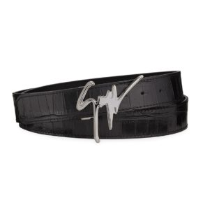 Image of sale on Men’s Signature Crocodile-Embossed Leather Logo Belt