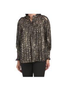 Image of sale on Silk Blend Metallic Long Sleeve Top