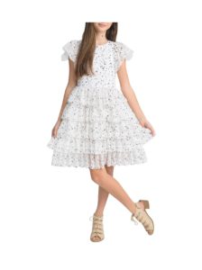Image of sale on Girl’s Tiered Star-Print Ruffle Dress, Size 4-6