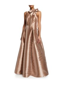 Image of sale on Mock-Neck Taffeta Ball Gown with Bow size 0,6