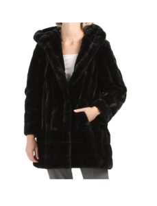 Image of sale on Sculpted Hooded Faux Fur Coat