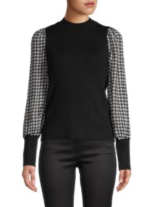Image of sale on Printed Chiffon Sleeve Sweater
