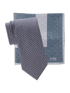 Image of sale on 2-Piece Silk Patterned Tie & Pocket Square Set